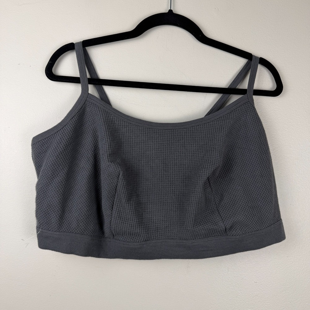 Auden Unlined Bralette Bra Women's Size 3X Gray Waffle Knit Stretch Pullover